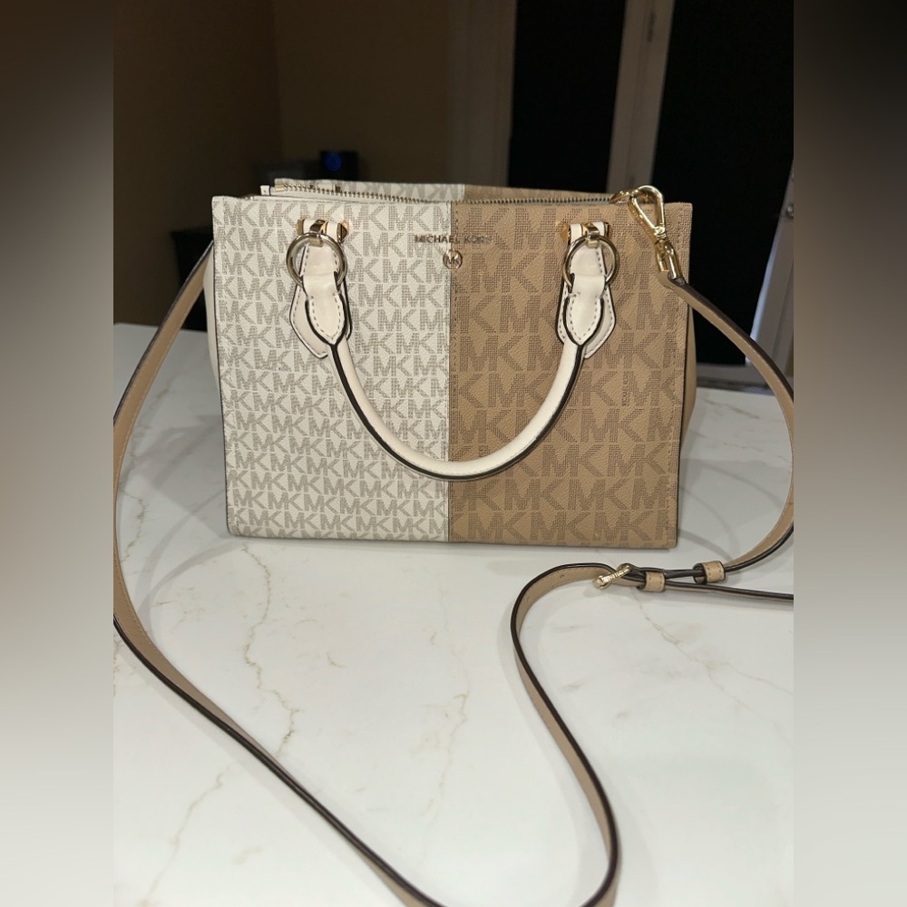 Michael Kors Cream and Tan Satchel